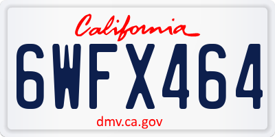 CA license plate 6WFX464