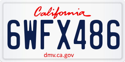 CA license plate 6WFX486
