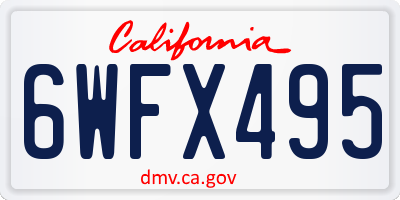 CA license plate 6WFX495