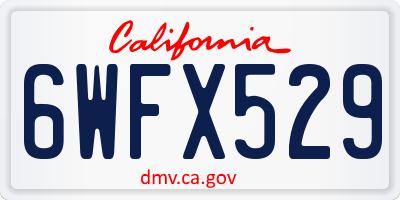 CA license plate 6WFX529