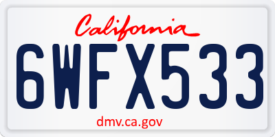 CA license plate 6WFX533