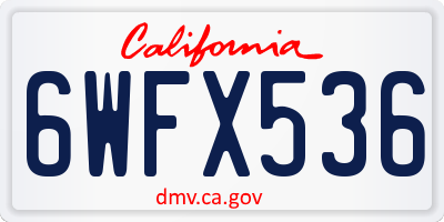 CA license plate 6WFX536