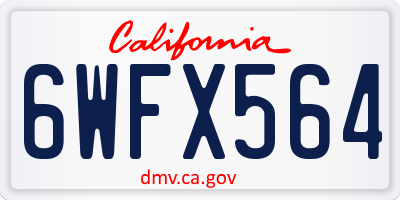 CA license plate 6WFX564