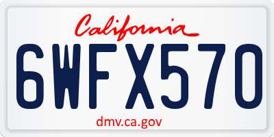 CA license plate 6WFX570
