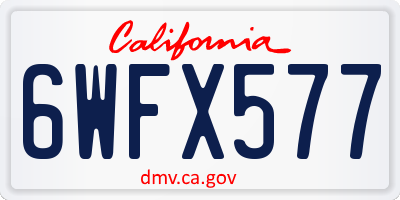 CA license plate 6WFX577