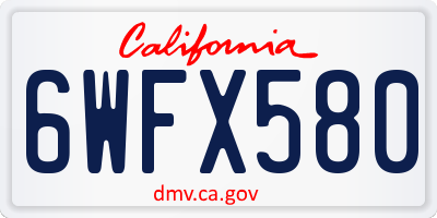 CA license plate 6WFX580