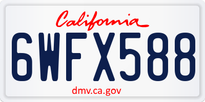 CA license plate 6WFX588