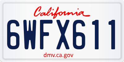 CA license plate 6WFX611