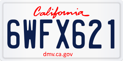 CA license plate 6WFX621