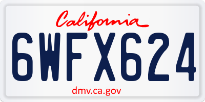 CA license plate 6WFX624