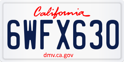 CA license plate 6WFX630