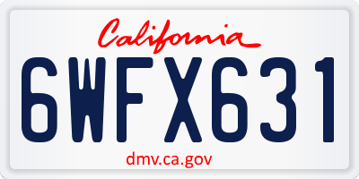 CA license plate 6WFX631