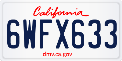 CA license plate 6WFX633