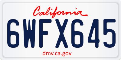 CA license plate 6WFX645