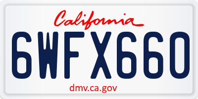 CA license plate 6WFX660