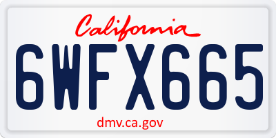 CA license plate 6WFX665