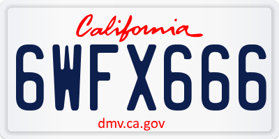CA license plate 6WFX666