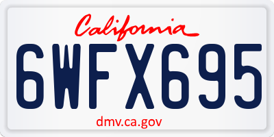 CA license plate 6WFX695