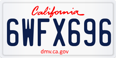 CA license plate 6WFX696