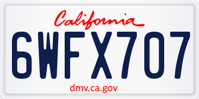 CA license plate 6WFX707