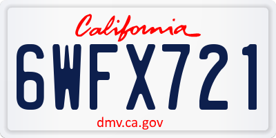 CA license plate 6WFX721