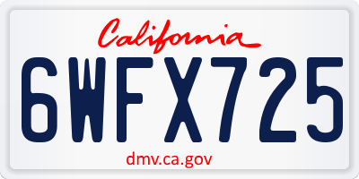 CA license plate 6WFX725