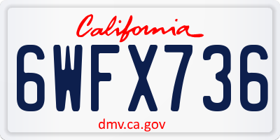 CA license plate 6WFX736