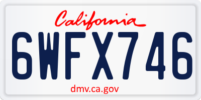 CA license plate 6WFX746