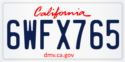 CA license plate 6WFX765