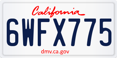 CA license plate 6WFX775
