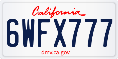 CA license plate 6WFX777
