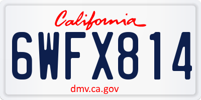 CA license plate 6WFX814