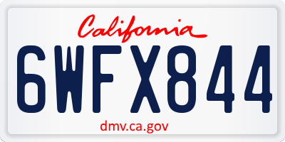 CA license plate 6WFX844