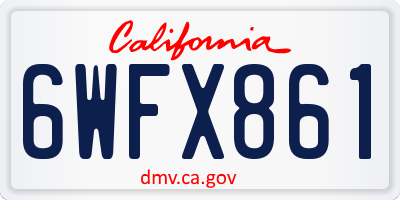 CA license plate 6WFX861