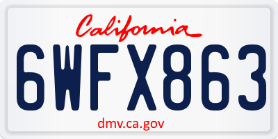 CA license plate 6WFX863