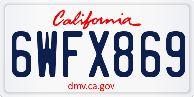 CA license plate 6WFX869