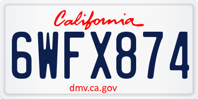 CA license plate 6WFX874