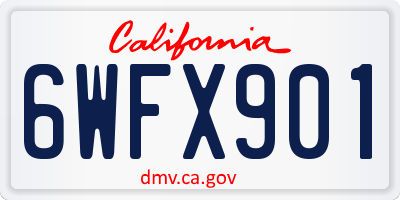 CA license plate 6WFX901