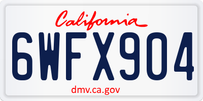 CA license plate 6WFX904