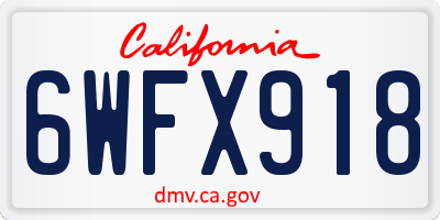 CA license plate 6WFX918