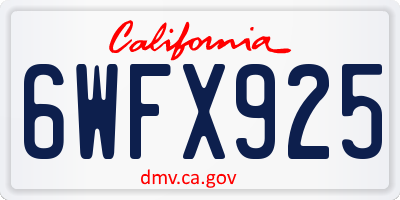 CA license plate 6WFX925