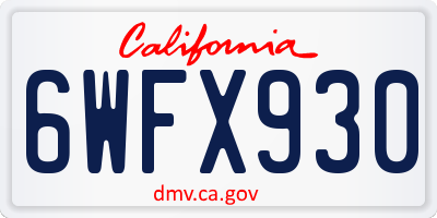 CA license plate 6WFX930