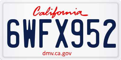 CA license plate 6WFX952