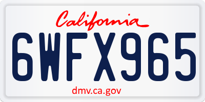CA license plate 6WFX965
