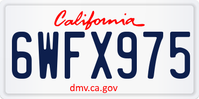 CA license plate 6WFX975