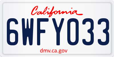 CA license plate 6WFY033