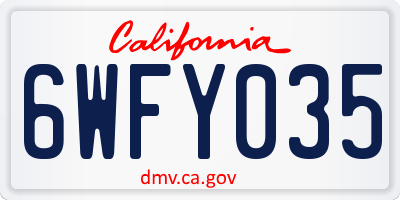 CA license plate 6WFY035