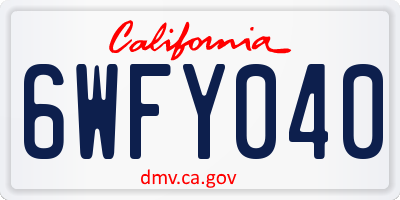 CA license plate 6WFY040
