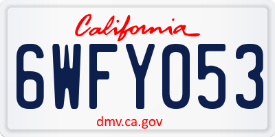 CA license plate 6WFY053