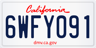 CA license plate 6WFY091